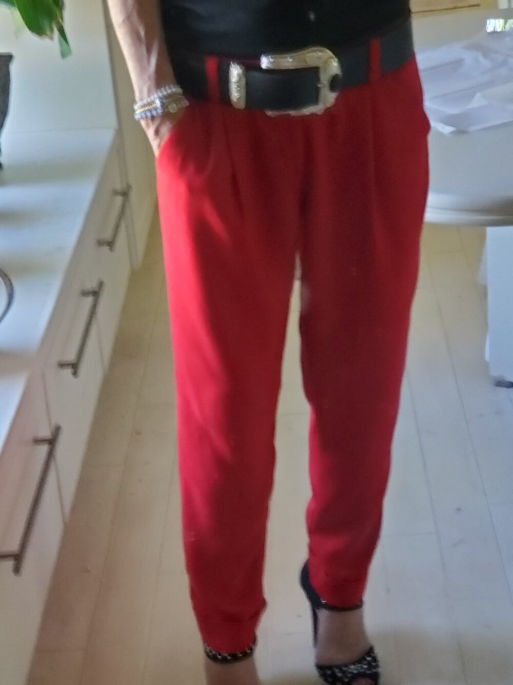 Alice and Olivia Red Baggies/Trousers